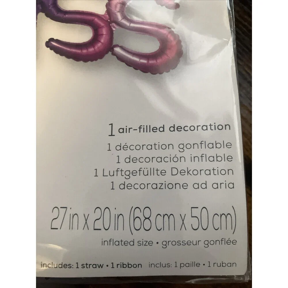 Anagram Air-Filled Decoration Balloon, KISS, pink/purple, No Helium Required!